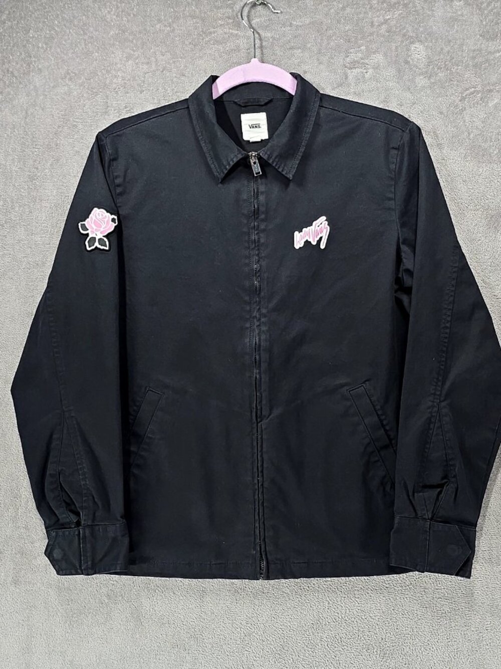 LADY VANS Full Zip Black / Pink Collared Jacket Women's Size XS